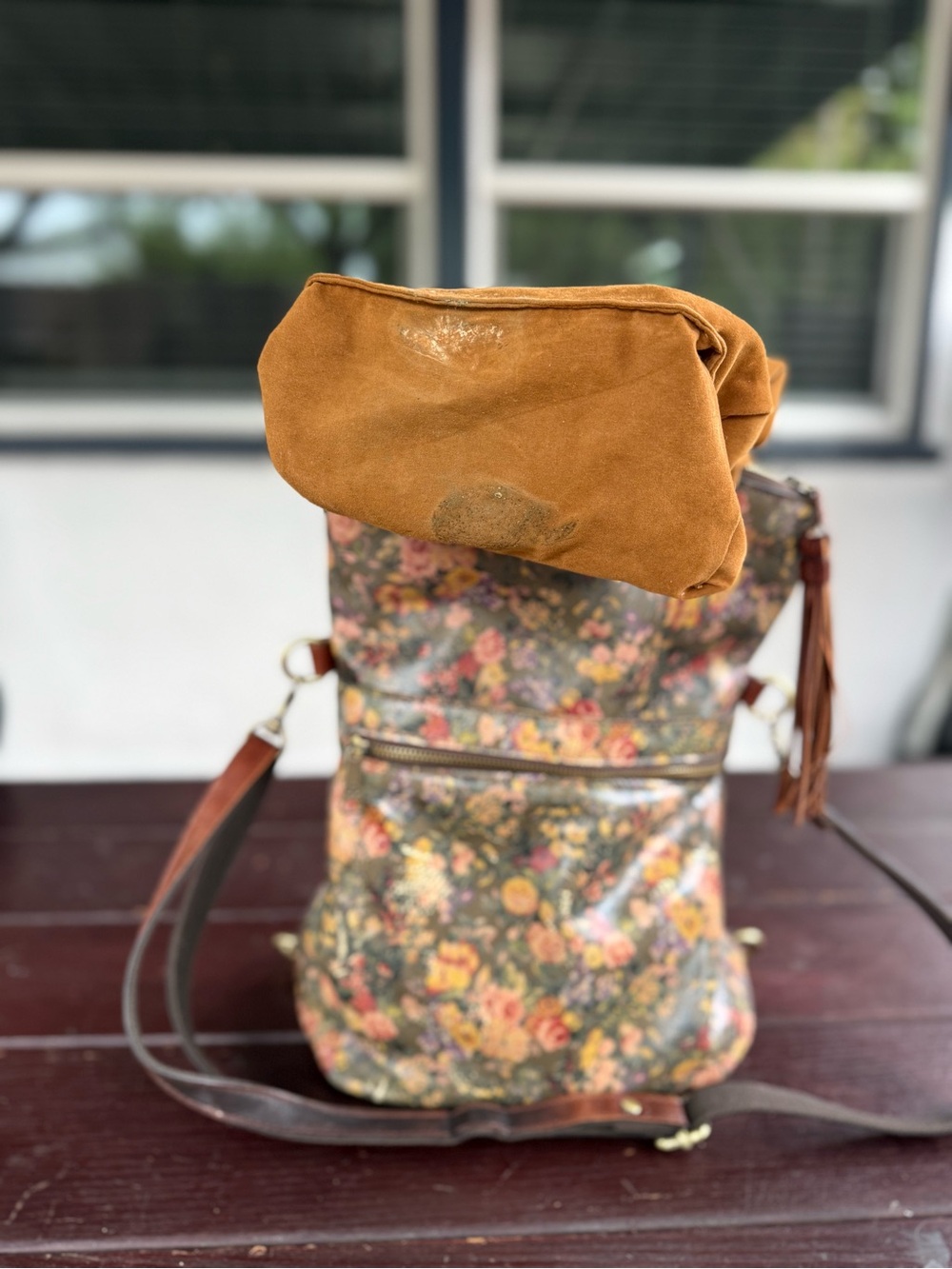 Patricia Nash Floral Leather Convertible Backpack Crossbody Bag Purse - Picture 11 of 12